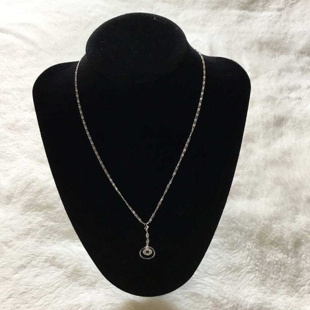 Silver Double Circle Sparkling Necklace - Picture 2 of 5